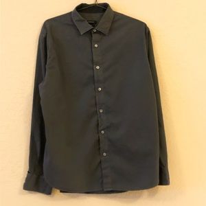 BUGATCHI Shaped Fit  Navy Blue Long Sleeve XL